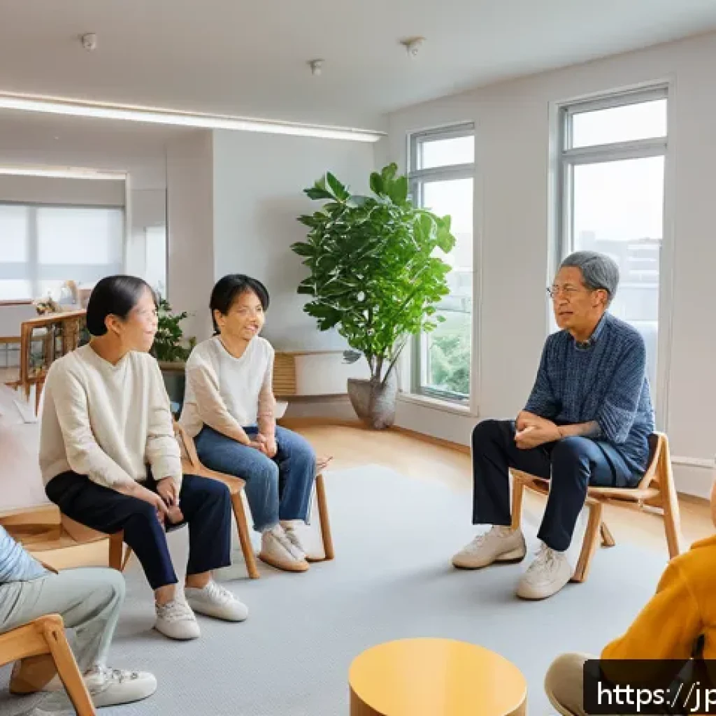 다세대 주거의 리더십 사례 연구 - A modern multigenerational apartment community meeting in a bright, spacious common room, featuring ...